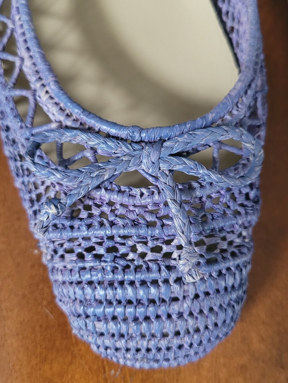 Emma Hope Zig Zag Bow Raffia Round Ballet Blue Sz 40 EU / US 9 - Picture 4 of 11